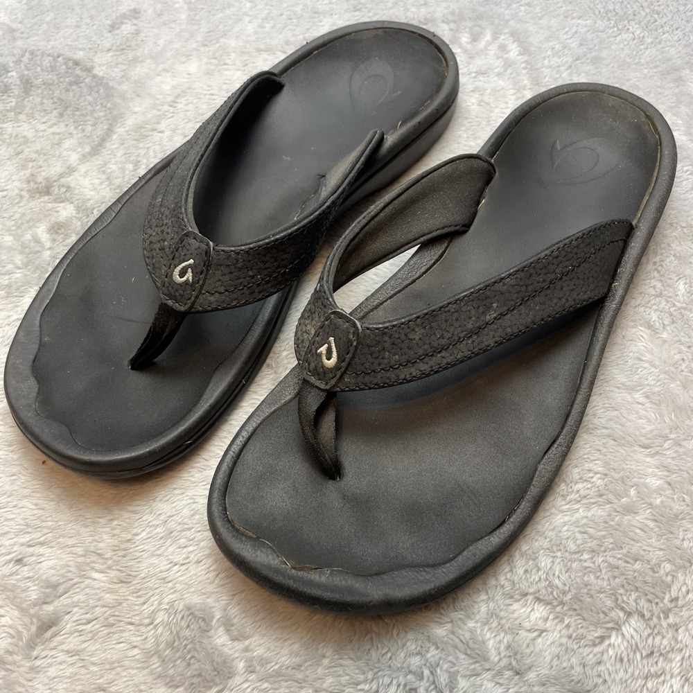 OluKai Womens Ohana Sandals Flip Flops Size‎ 8 Black Beach Active Water Shoe
